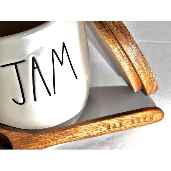 New RAE DUNN Artisan Collection "JAM" Cellar Jar Wood Lid & Spoon By Mag… - Picture 6 of 8